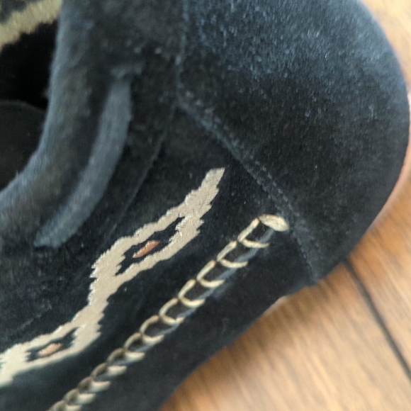 Soludos Black Suede Embroidered Moccasin Tassel Ankle Booties - Picture 9 of 16